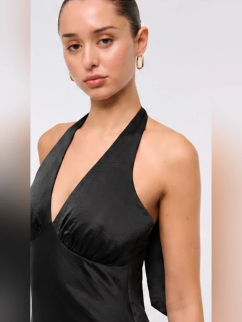 Abercrombie & Fitch Black Halter Maxi Dress Open Back Size M NWT